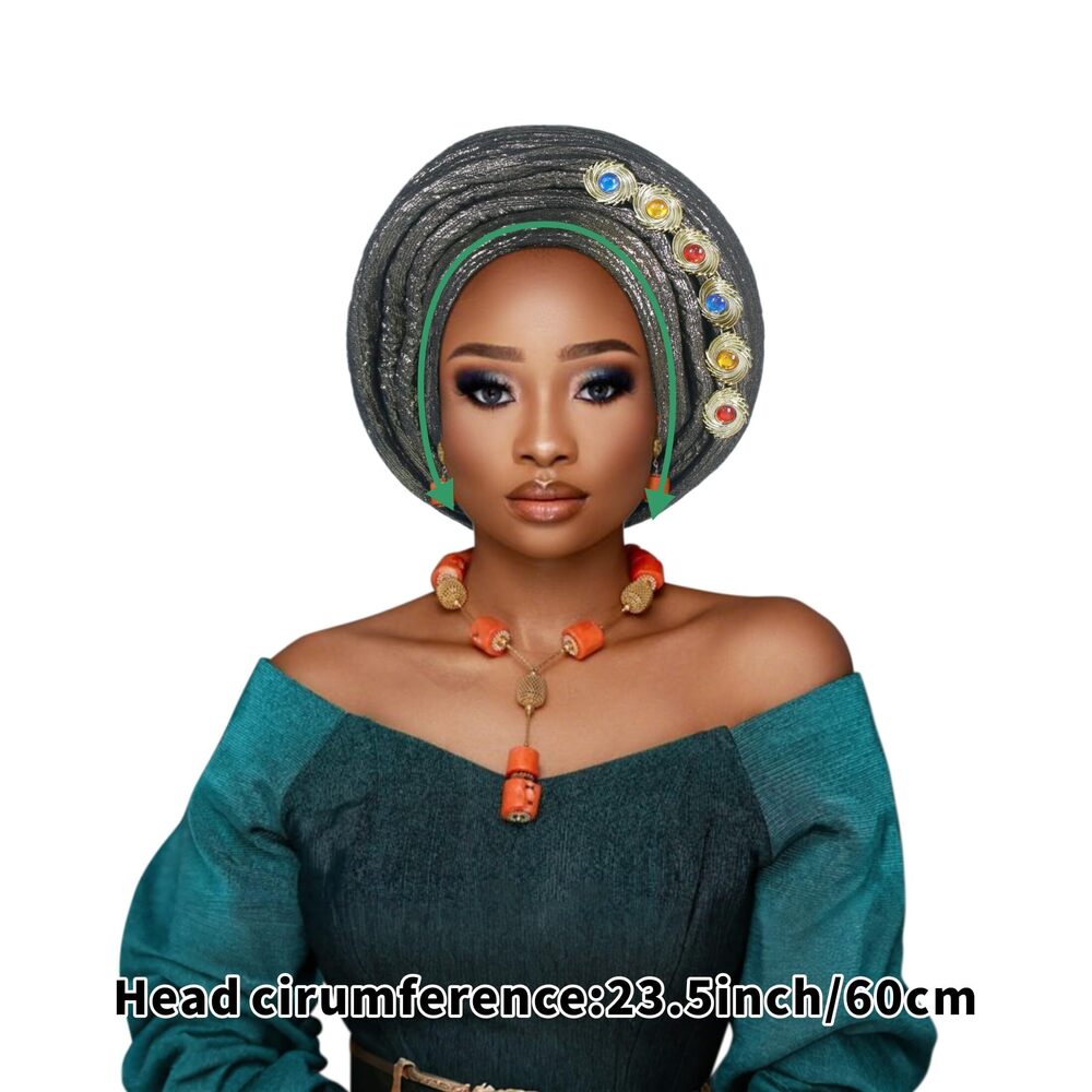 8299 Nigerian hat African auto gele Headscarf hat,Nigerian Headwraps - Picture 5 of 5